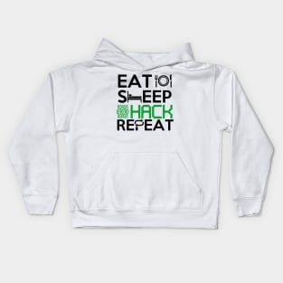 Eat Sleep Hack Repeat Hacker tshirt hacking gift Kids Hoodie
